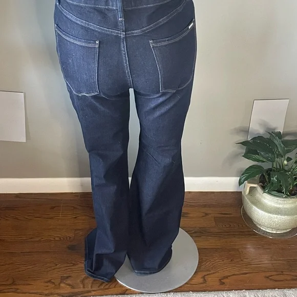 White House Black Market Dark Indigo High-Rise Skinny Flare Jeans - Picture 2 of 11